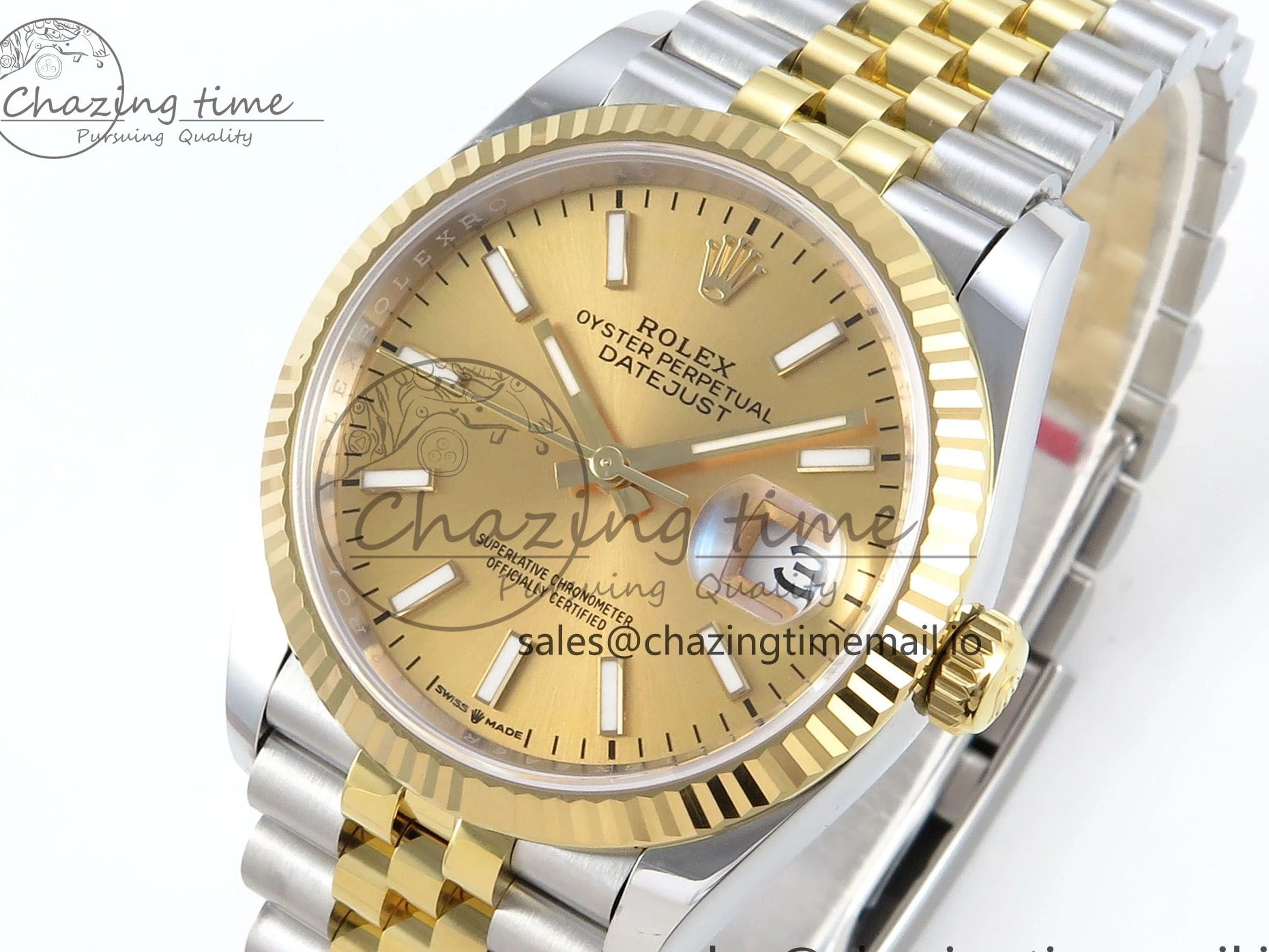 1225 Resilient DateJust 36 126233 EWEF Best Edition YG Stick Dial on SS YG Jubilee Bracelet A 624